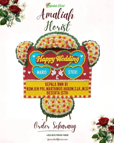 Karangan Papan Bunga Pernikahan di Wonokusumo